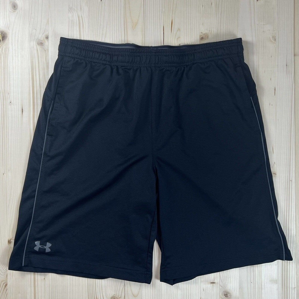 Under Armour Mens Black 10 in Loose Fit Mesh Training Gym Athletic Shorts XL